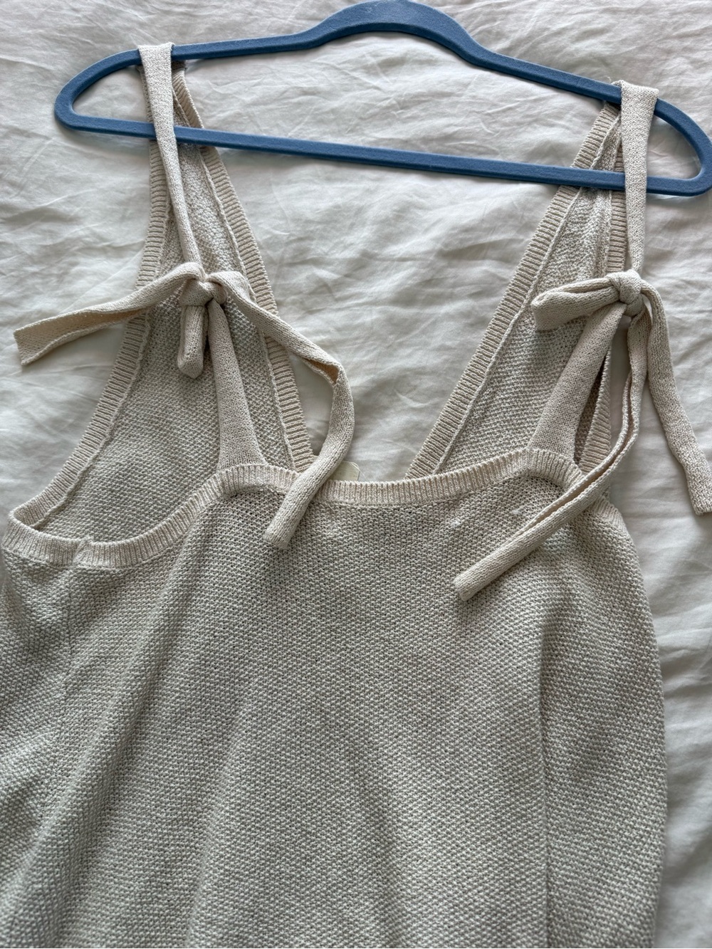 Free People Textured V-Neck Tank Sweater in Cream - Picture 3 of 4
